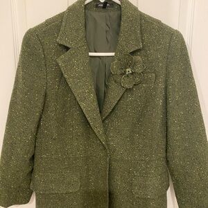 Daisy Fuentes Green Blazer Timeless Wool Jacket